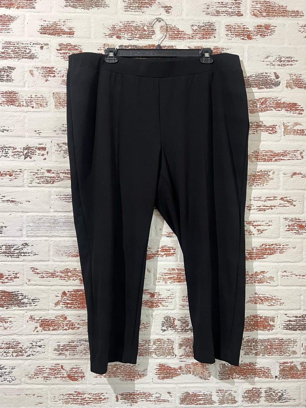 Catherines Crepe Knit Pants Capris 3XWP 26/28WP Black Elastic Waist Petite Crop